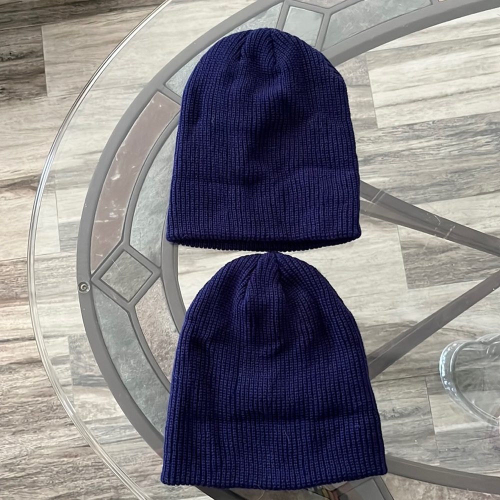 2 DARK BLUE BEANIES OSFM BY J.X.M.Y. NEW WITHOUT TAGS